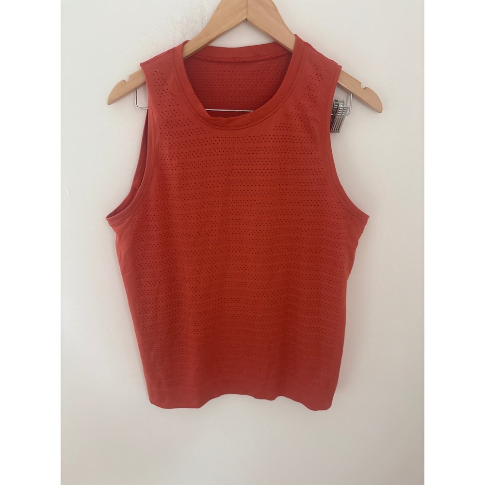 Lululemon Swiftly Tech Sleeveless‎ Tank Top Orange Red Mesh Performance Size 12